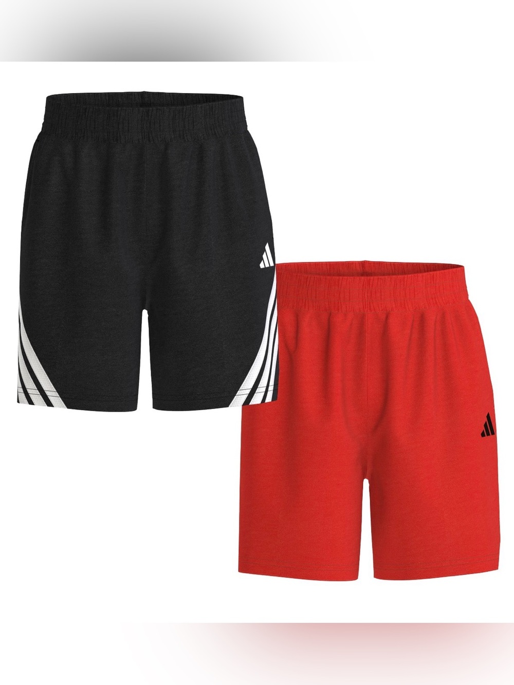 adidas Kids 2-Pack Athletic Shorts in Black & Red with White Accent